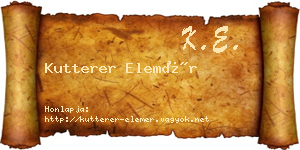 Kutterer Elemér névjegykártya